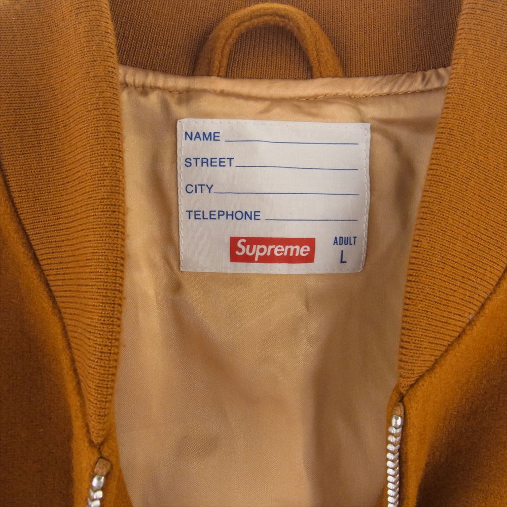 Supreme シュプリーム 16AW Old English Zip Varsity Jacket オールド イングリッシュ ジップ バーシティ ジャケット スタジャン ダークゴールド系 L【極上美品】【中古】