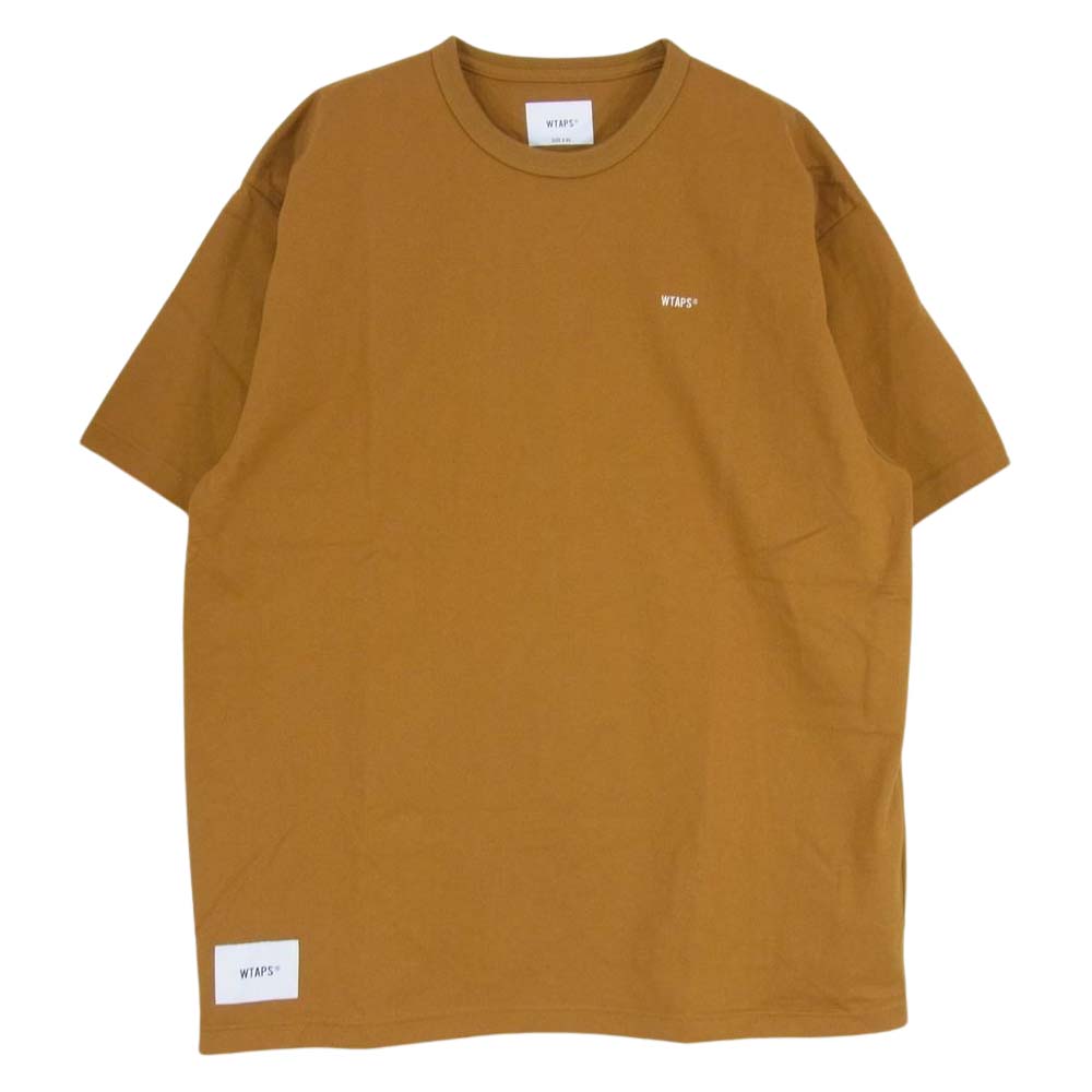 WTAPS ダブルタップス 21AW 212ATDT-CSM10 STENCIL SS TEE ステンシル バックロゴ クルーネック Tシャツ ロゴ刺繍 ブラウン系 03【美品】【中古】