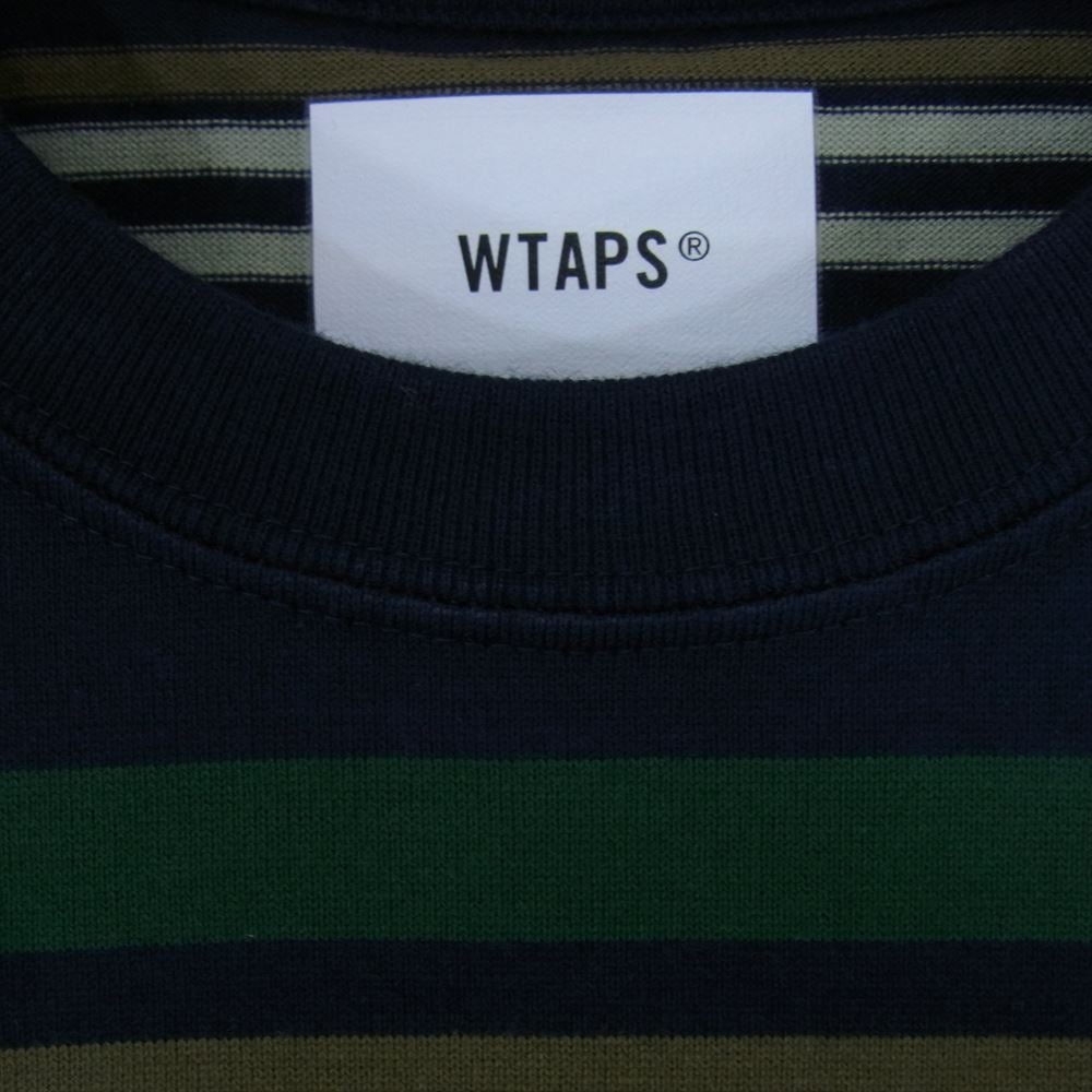 WTAPS ダブルタップス 21AW 212ATDT-CSM36 JAM LS TEE ジャム マルチボーダー ロングスリーブ カットソー 長袖 Tシャツ ネイビー系 03【中古】