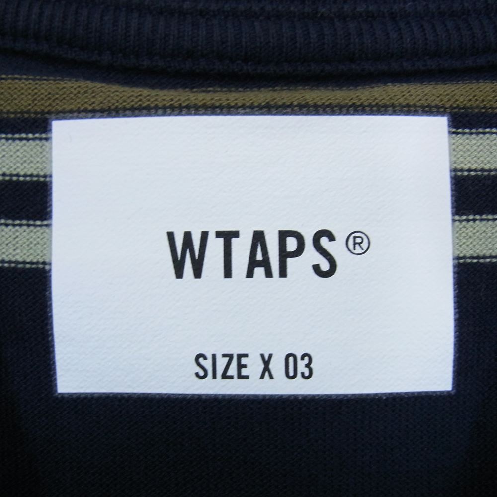 WTAPS ダブルタップス 21AW 212ATDT-CSM36 JAM LS TEE ジャム マルチボーダー ロングスリーブ カットソー 長袖 Tシャツ ネイビー系 03【中古】