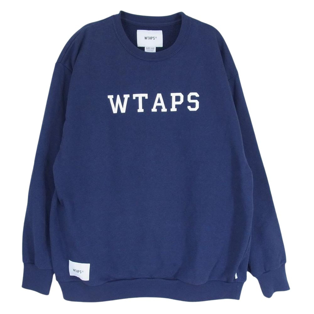 WTAPS ダブルタップス 22SS 221ATDT-CSM18 ACADEMY SWEATER アカデミー スウェット ロゴ プリント  ネイビー系 02【中古】
