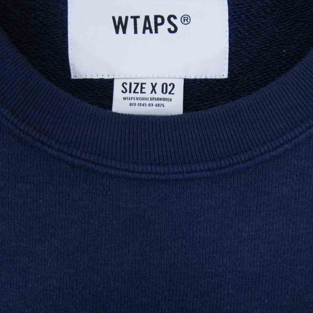 WTAPS ダブルタップス 22SS 221ATDT-CSM18 ACADEMY SWEATER アカデミー スウェット ロゴ プリント  ネイビー系 02【中古】