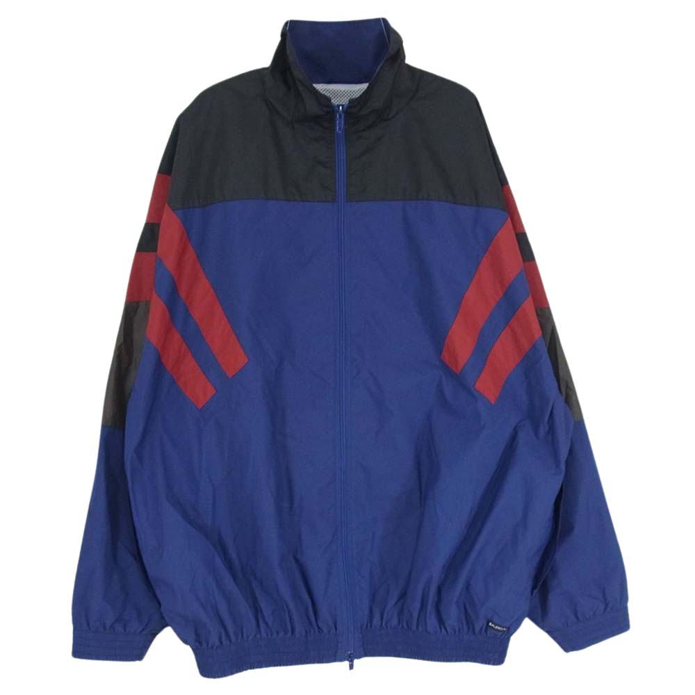 BALENCIAGA バレンシアガ 17AW 508508 TXD12 切替 ナイロン トラック ジャケット ネイビー系 46【中古】