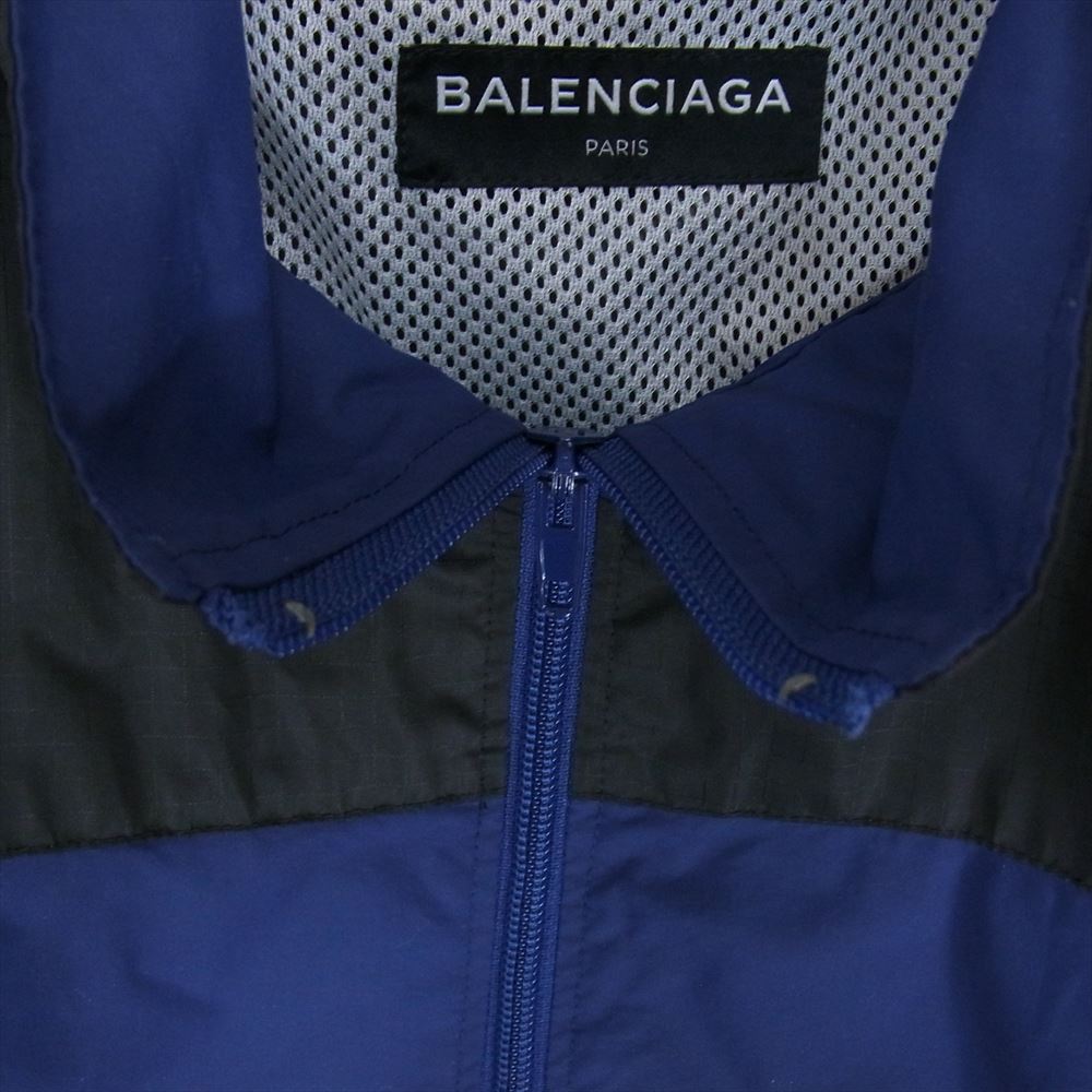 BALENCIAGA バレンシアガ 17AW 508508 TXD12 切替 ナイロン トラック ジャケット ネイビー系 46【中古】