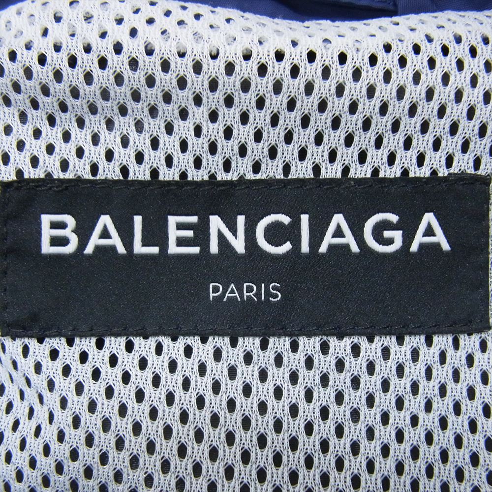 BALENCIAGA バレンシアガ 17AW 508508 TXD12 切替 ナイロン トラック ジャケット ネイビー系 46【中古】