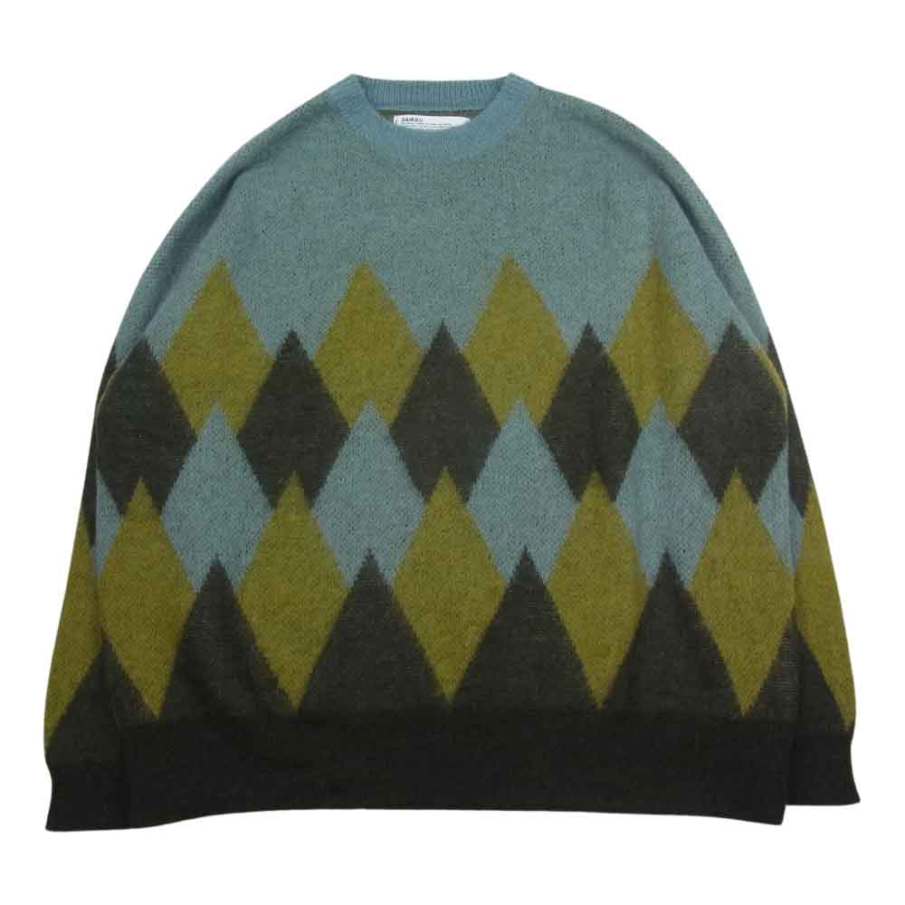 ダイリク 22AW Argyle Mohair Knit アーガイル モヘヤ クルーネック ニット グリーン系 85×20【中古】