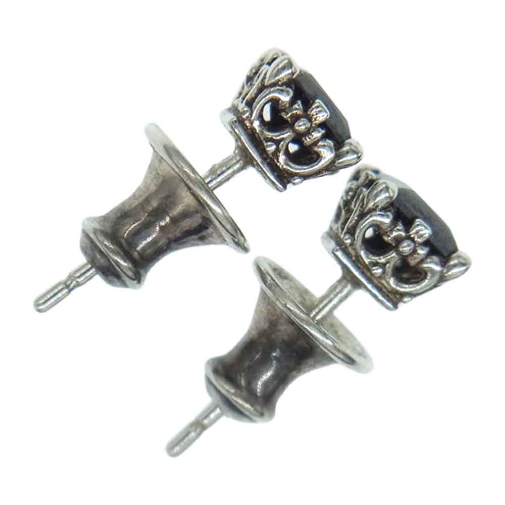 Justin Davis ジャスティンデイビス SEJ047 MONTECARLO CUBIC スクエア クラウン オニキス ピアス シルバー系【中古】