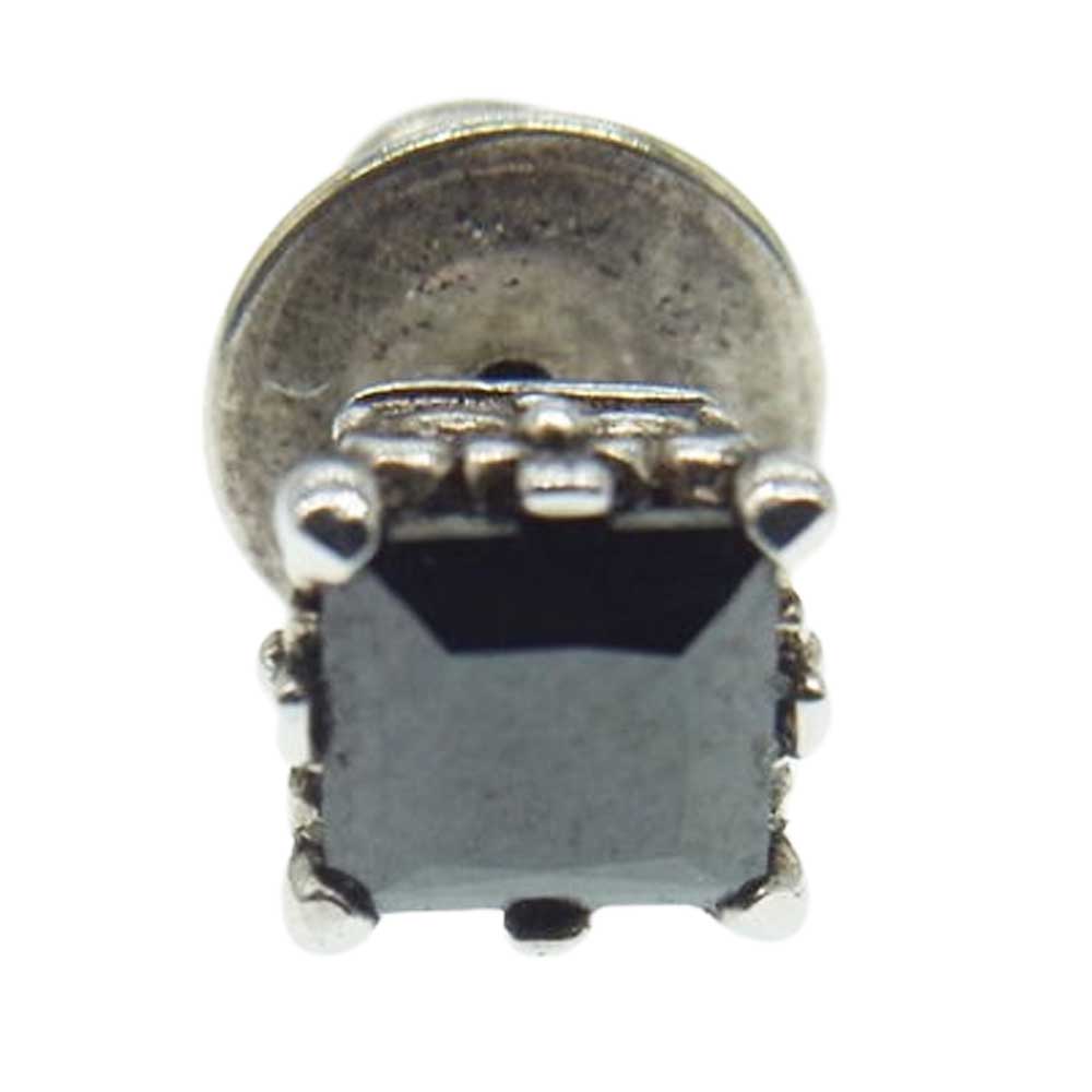 Justin Davis ジャスティンデイビス SEJ047 MONTECARLO CUBIC スクエア クラウン オニキス ピアス シルバー系【中古】