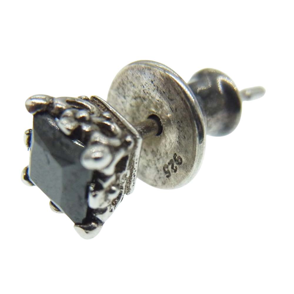 Justin Davis ジャスティンデイビス SEJ047 MONTECARLO CUBIC スクエア クラウン オニキス ピアス シルバー系【中古】