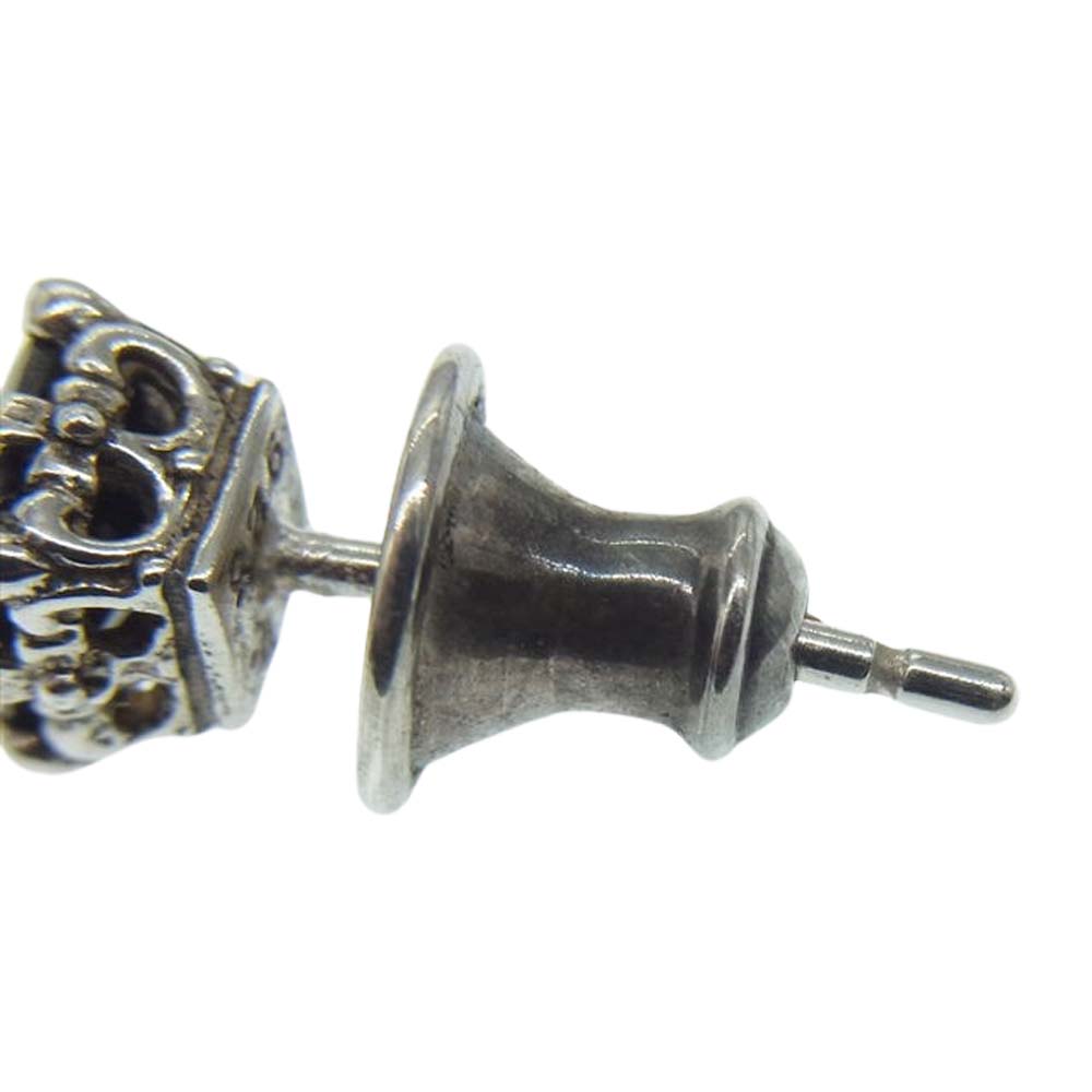 Justin Davis ジャスティンデイビス SEJ047 MONTECARLO CUBIC スクエア クラウン オニキス ピアス シルバー系【中古】