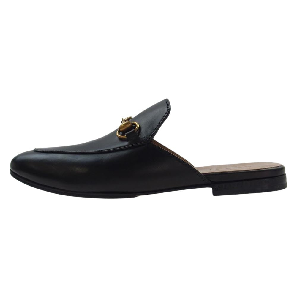 GUCCI グッチ 426219 ホース ビット レザー ミュール スリッパ サンダル シューズ ブラック系 7インチ【美品】【中古】
