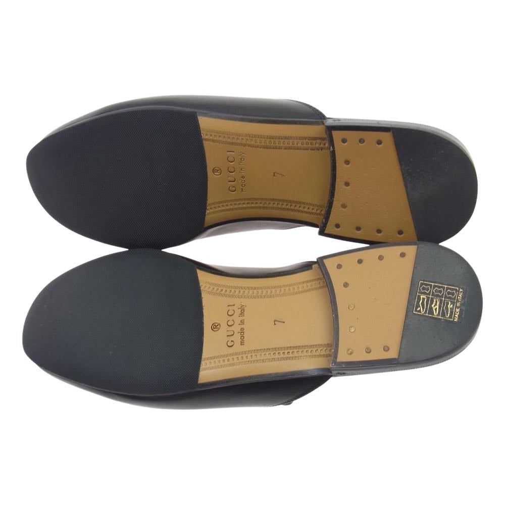 GUCCI グッチ 426219 ホース ビット レザー ミュール スリッパ サンダル シューズ ブラック系 7インチ【美品】【中古】