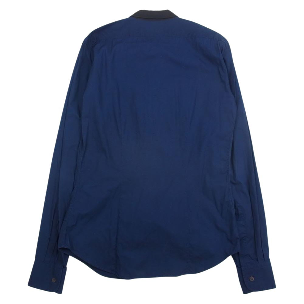 DRIES VAN NOTEN ドリスヴァンノッテン フロント切替 長袖 コットン シャツ ネイビー系 44【中古】