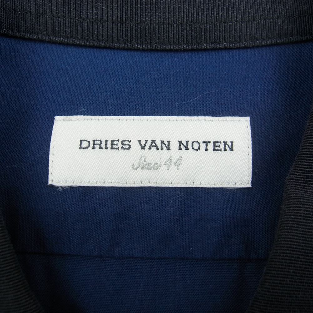 DRIES VAN NOTEN ドリスヴァンノッテン フロント切替 長袖 コットン シャツ ネイビー系 44【中古】
