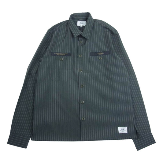 CRIMIE クライミー ストライプ 長袖 シャツ カーキ系 M【中古】