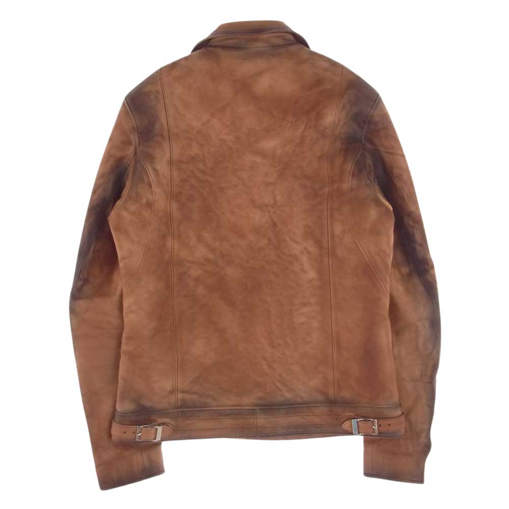 STRUM ストラム STL067-03 フルタンニン鞣し カーフスキン Burning dyed 製品燃焼染め SPEEDER ダブル ライダースジャケット ブラウン系 M【中古】