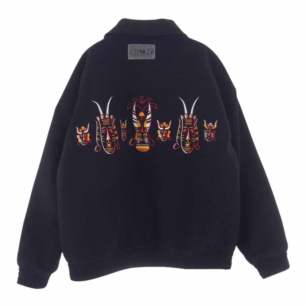 TENDERLOIN テンダーロイン 21AW MELTON VERSITY JKT メルトン バーシティ ジャケット マスク 刺繍 ブラック系 SMALL【中古】