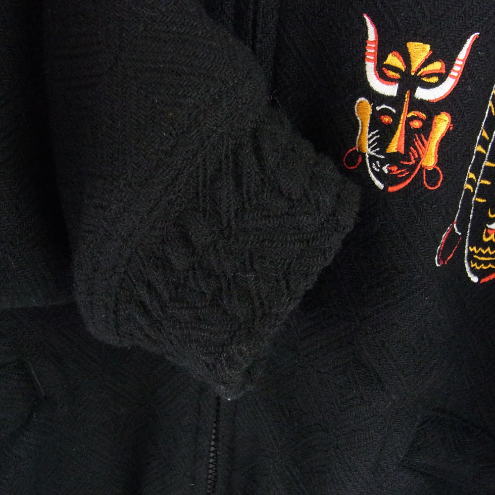 TENDERLOIN テンダーロイン 21AW MELTON VERSITY JKT メルトン バーシティ ジャケット マスク 刺繍 ブラック系 SMALL【中古】
