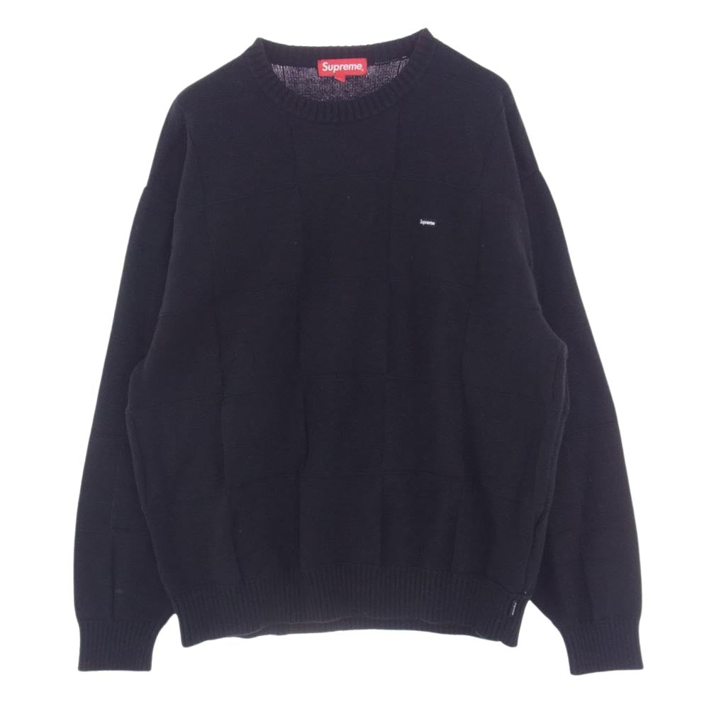 Supreme シュプリーム 21SS  Tonal Checkerboard Small Box Sweater スモールボックス ロゴ ニット セーター ブラック系 L【中古】