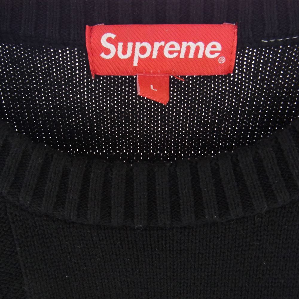 Supreme シュプリーム 21SS  Tonal Checkerboard Small Box Sweater スモールボックス ロゴ ニット セーター ブラック系 L【中古】