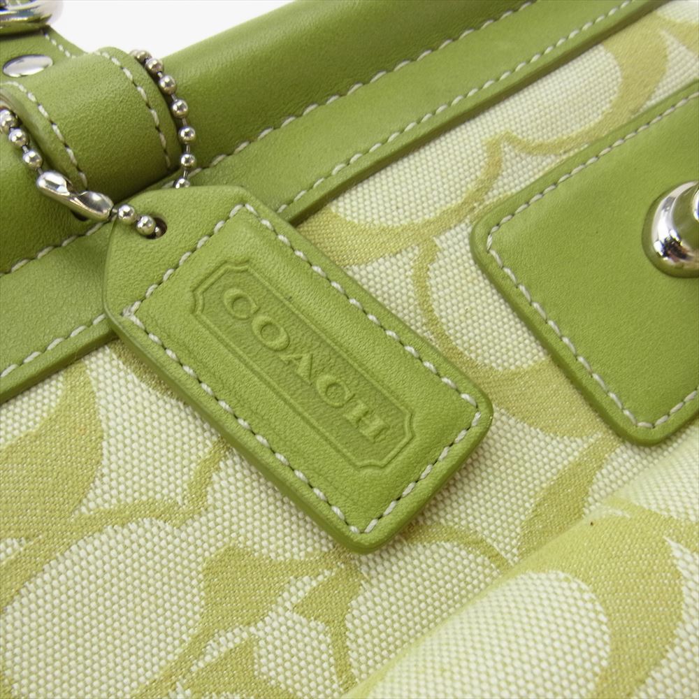 COACH コーチ A043-7030 シグネチャー ギャラリー トート  ハンド バッグ ライトグリーン系【中古】