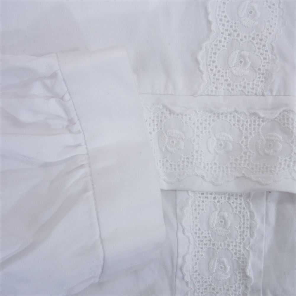 COMME des GARCONS コムデギャルソン AD2017 RA-B011 コムコム フラワー レース 切替 バックジップ ハイネック コットン ブラウス ホワイト系 S【中古】