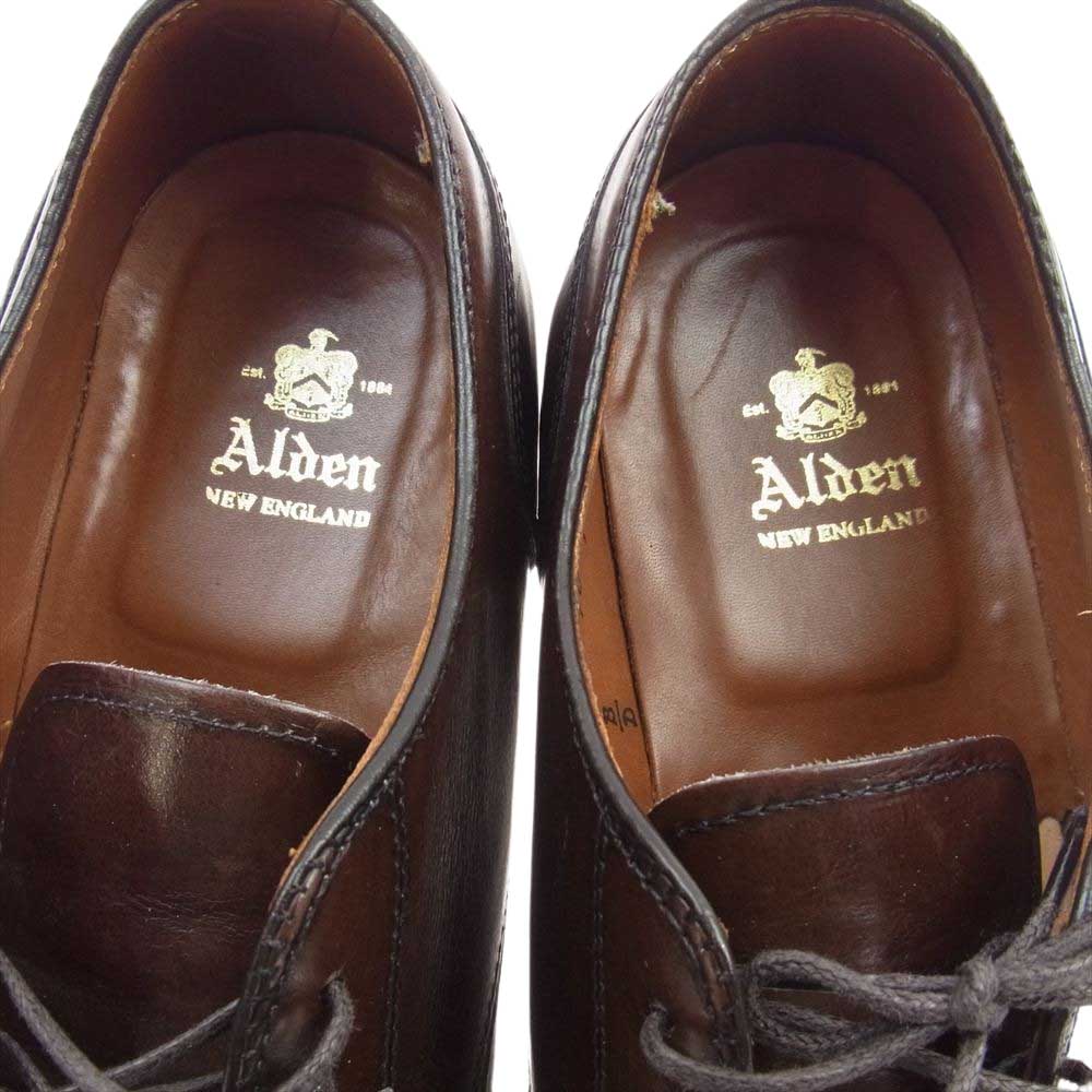 ALDEN オールデン 968 Vチップ カーフレザー シューズ ダークブラウン系 US9インチ【中古】
