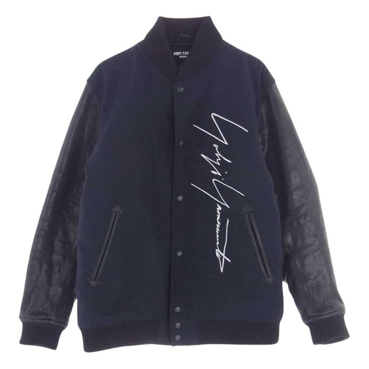 Yohji Yamamoto ヨウジヤマモト HV-Y30-811 × NEW ERA Stadium Jacket ニューエラ メルトン レザー スタジャン スタジアム ジャケット  ネイビー系 ブラック系 XL【中古】