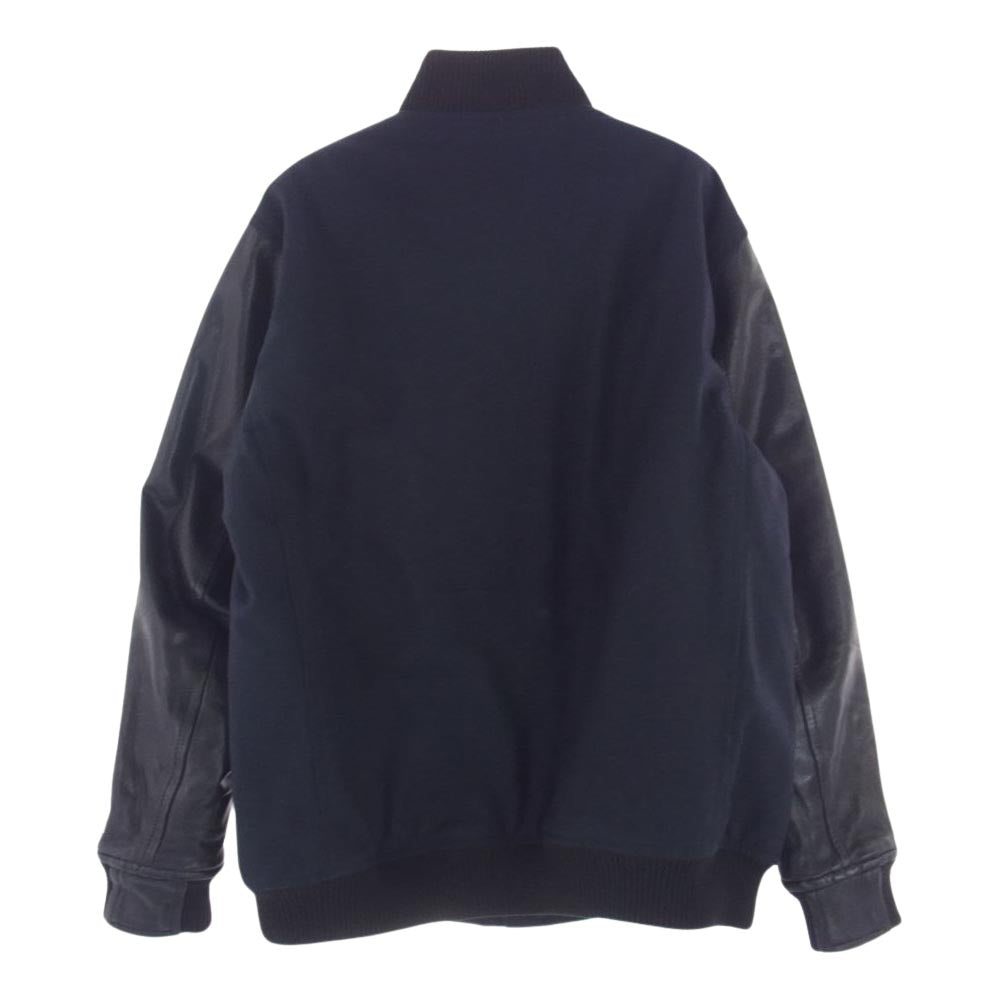 Yohji Yamamoto ヨウジヤマモト HV-Y30-811 × NEW ERA Stadium Jacket ニューエラ メルトン レザー スタジャン スタジアム ジャケット  ネイビー系 ブラック系 XL【中古】