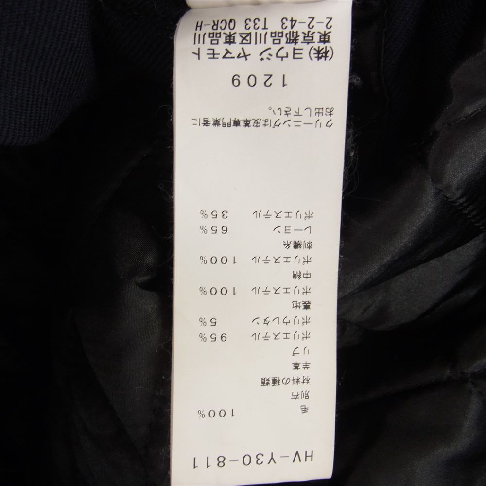 Yohji Yamamoto ヨウジヤマモト HV-Y30-811 × NEW ERA Stadium Jacket ニューエラ メルトン レザー スタジャン スタジアム ジャケット  ネイビー系 ブラック系 XL【中古】