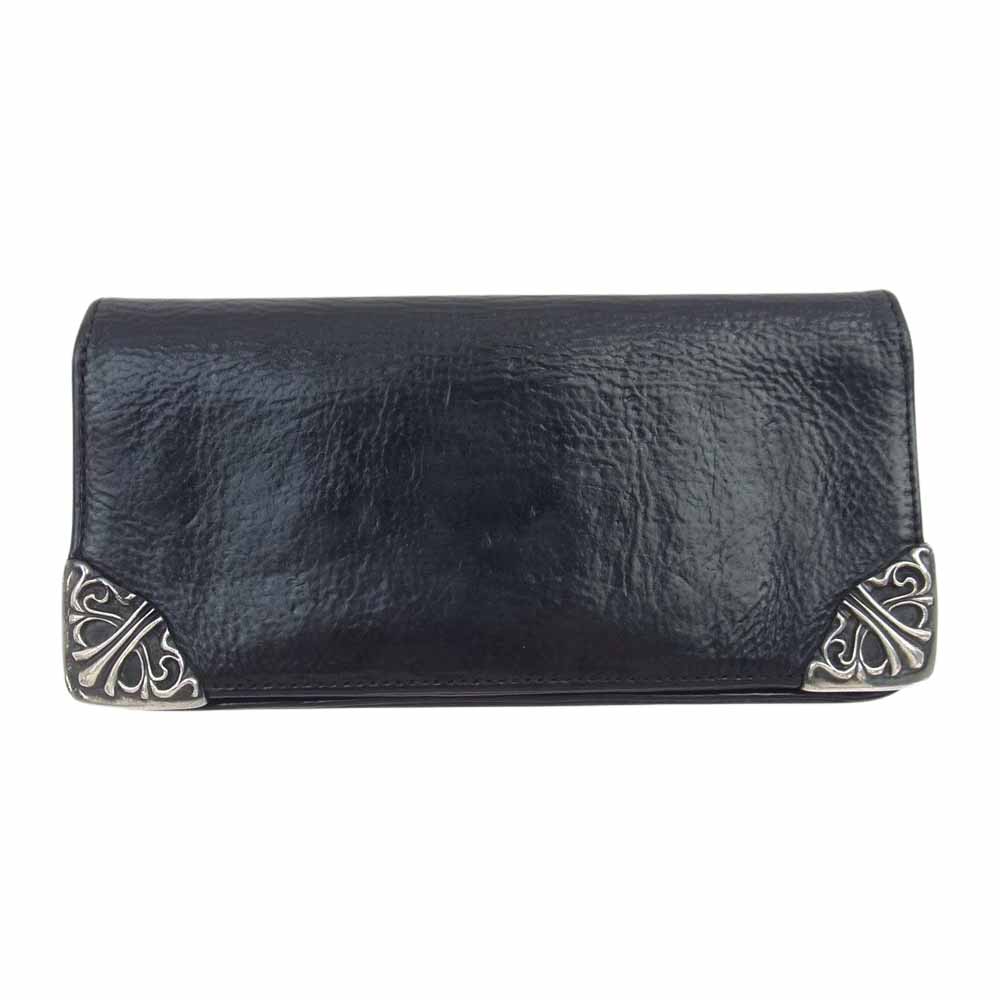 CHROME HEARTS クロムハーツ（原本無） LNG SNGL FOLD TIPS シングルフォールド レザー ロング ウォレット 長財布 ブラック系【中古】