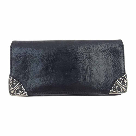 CHROME HEARTS クロムハーツ（原本無） LNG SNGL FOLD TIPS シングルフォールド レザー ロング ウォレット 長財布 ブラック系【中古】