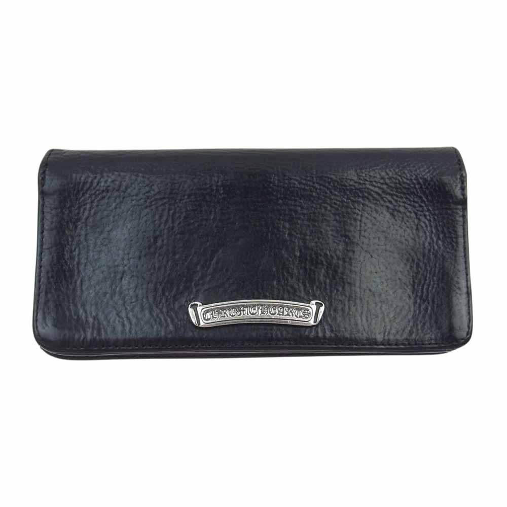 CHROME HEARTS クロムハーツ（原本無） LNG SNGL FOLD TIPS シングルフォールド レザー ロング ウォレット 長財布 ブラック系【中古】
