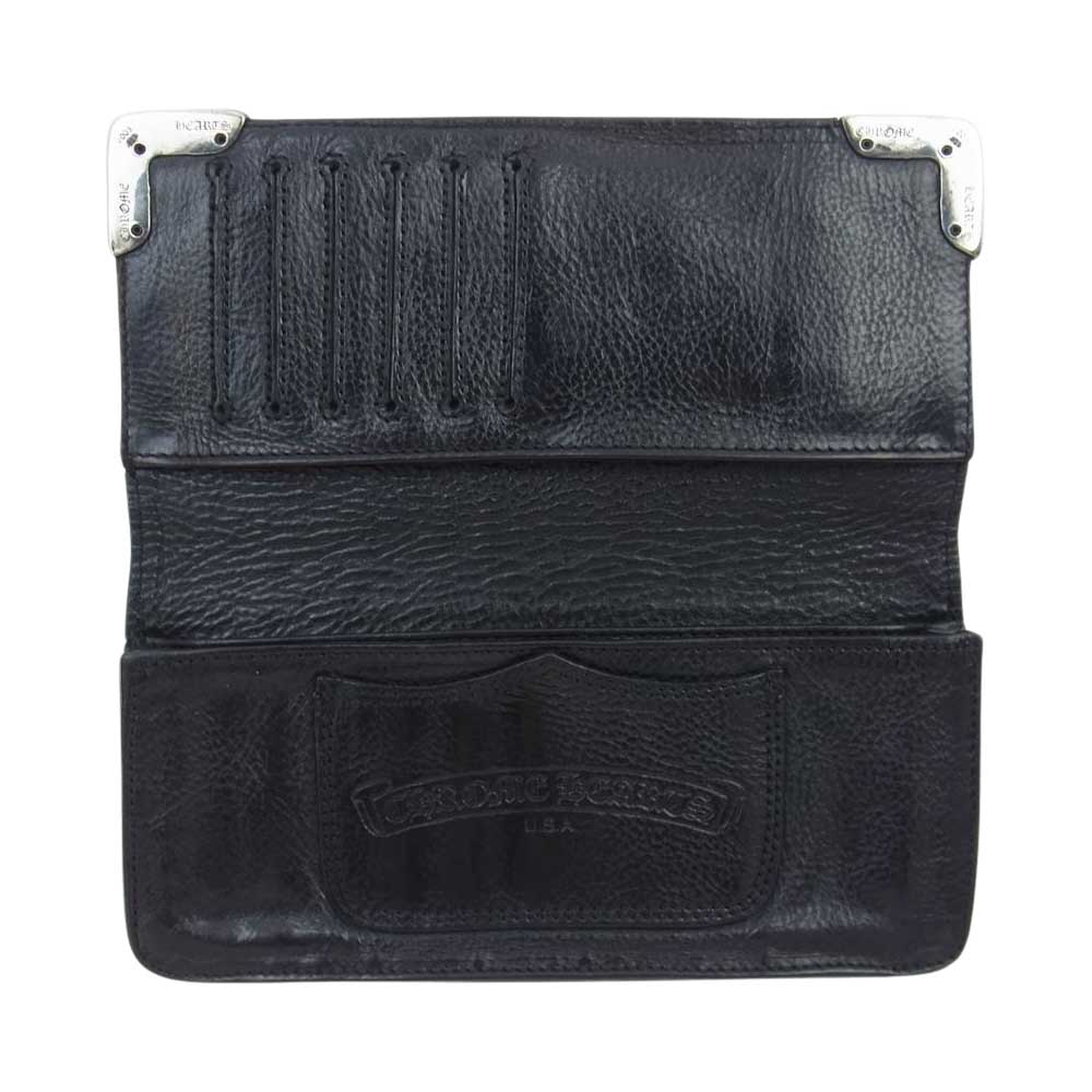 CHROME HEARTS クロムハーツ（原本無） LNG SNGL FOLD TIPS シングルフォールド レザー ロング ウォレット 長財布 ブラック系【中古】