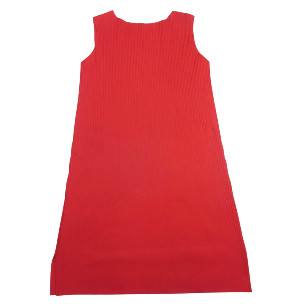 ISSEY MIYAKE イッセイミヤケ me ミー MI72KH325 プリーツ加工 ノースリーブ ワンピース ロング レッド系【中古】