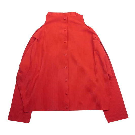 ISSEY MIYAKE イッセイミヤケ me ミー MI72KO321 プリーツ加工 ボトルネック カーディガン レッド系【中古】