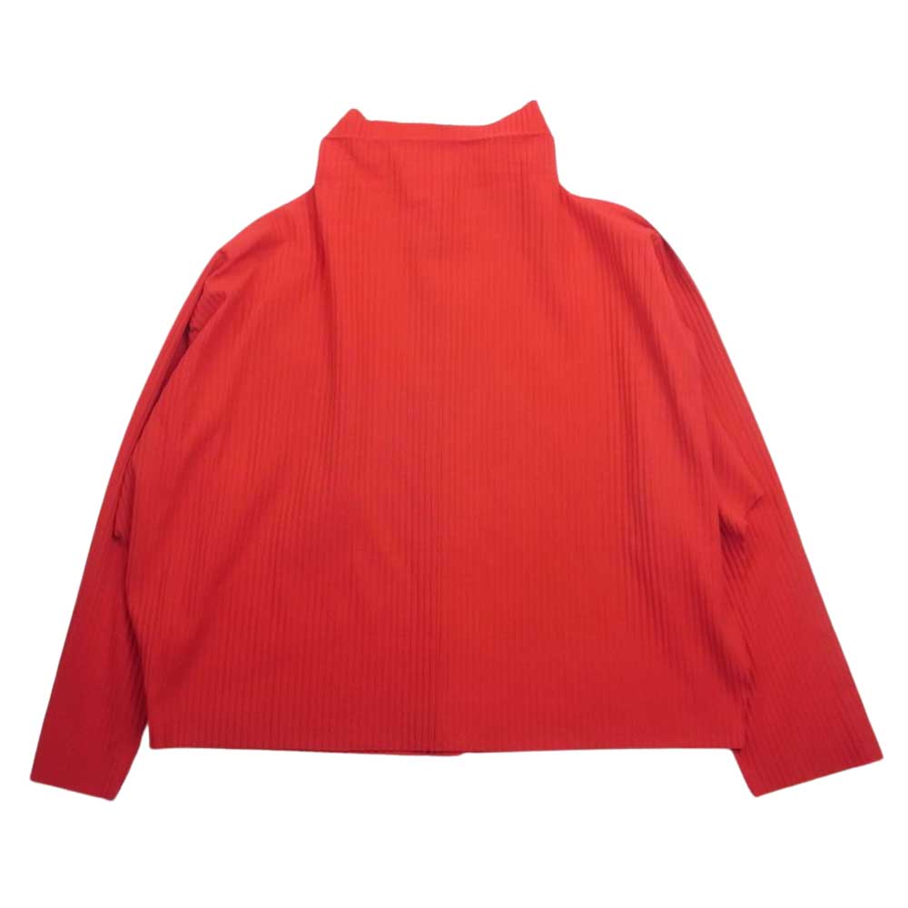 ISSEY MIYAKE イッセイミヤケ me ミー MI72KO321 プリーツ加工 ボトルネック カーディガン レッド系【中古】