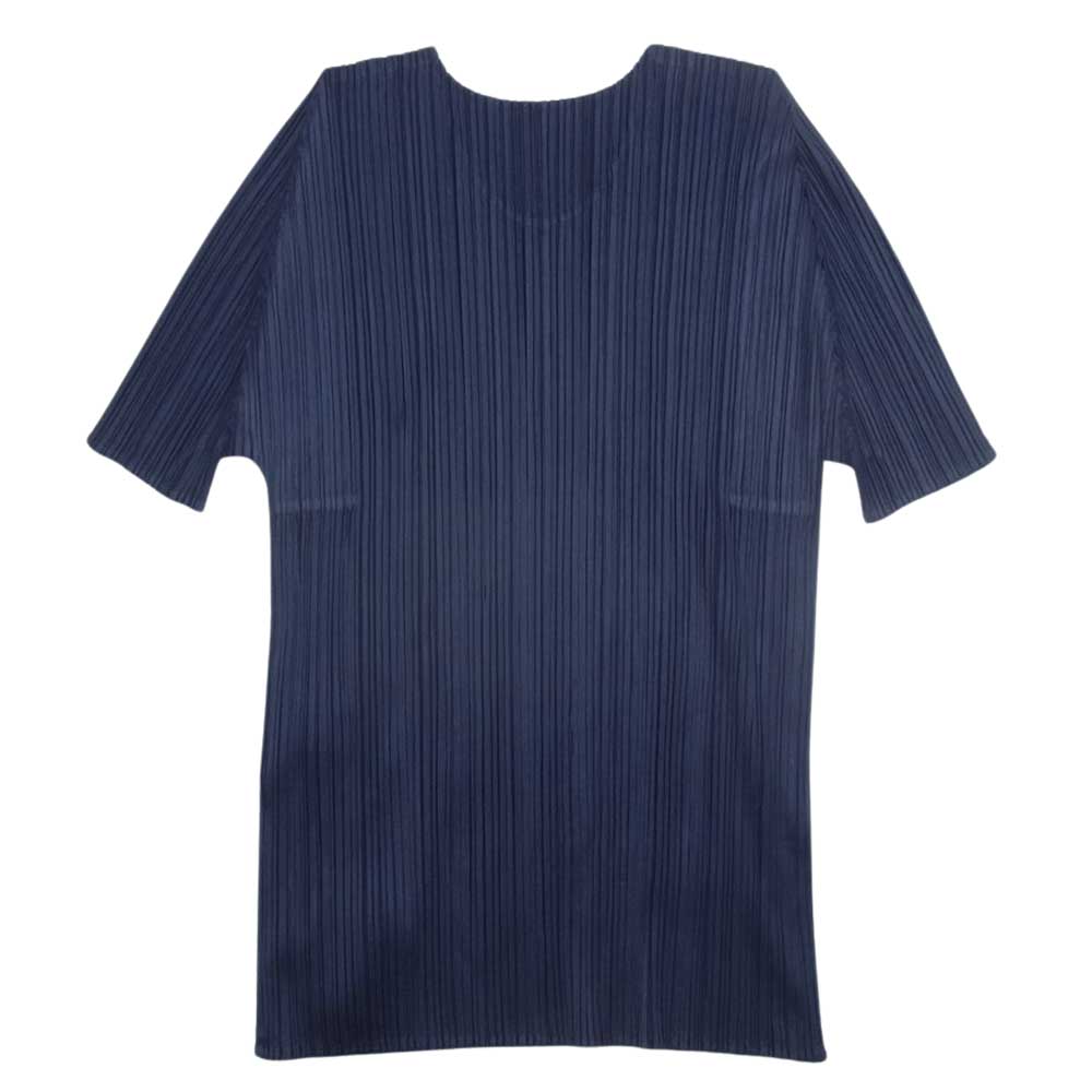 PLEATS PLEASE プリーツプリーズ イッセイミヤケ PP83-JK141 プリーツ加工 七分袖 クルーネック カットソー ネイビー系 3【中古】