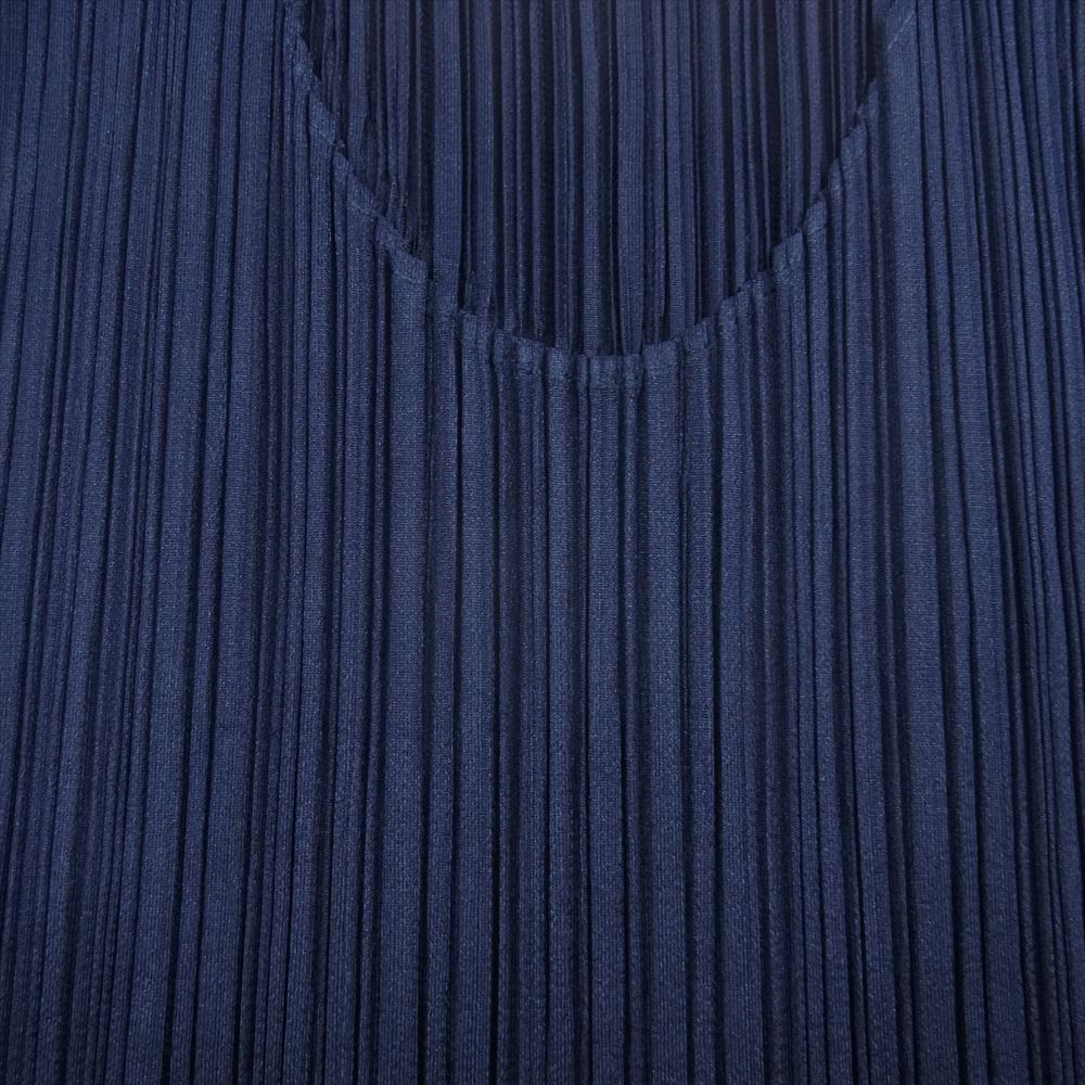 PLEATS PLEASE プリーツプリーズ イッセイミヤケ PP83-JK141 プリーツ加工 七分袖 クルーネック カットソー ネイビー系 3【中古】