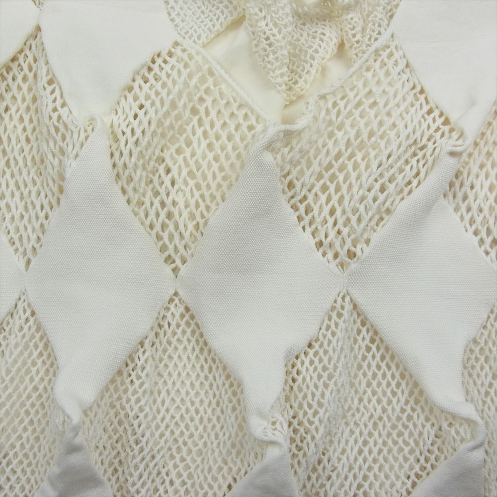 PLEATS PLEASE プリーツプリーズ イッセイミヤケ PP22LK943 ダイヤ メッシュ ラウンドネック フレンチスリーブ カットソー 半袖 オフホワイト系 3【中古】