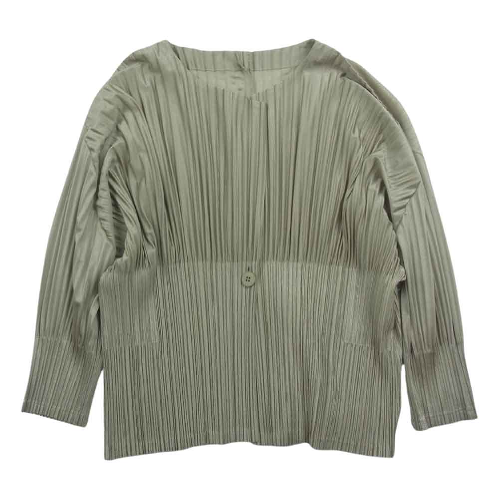 PLEATS PLEASE プリーツプリーズ イッセイミヤケ PP01-J0736 プリーツ加工 1B クロップド ドルマンスリーブ カーディガン カーキ系 3【中古】