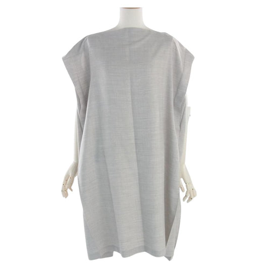 ISSEY MIYAKE イッセイミヤケ me ミー MI91FH662 フレンチスリーブ ロング ワンピース オフホワイト　 グレー系【美品】【中古】