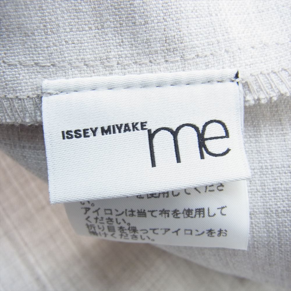 ISSEY MIYAKE イッセイミヤケ me ミー MI91FH662 フレンチスリーブ ロング ワンピース オフホワイト　 グレー系【美品】【中古】