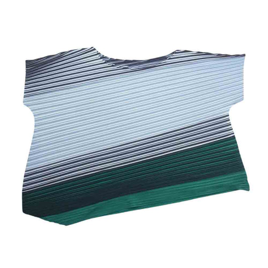 PLEATS PLEASE プリーツプリーズ イッセイミヤケ PP71-JH755 プリーツ加工 アシンメトリー フレンチスリーブ カットソー   グリーン系 3【中古】