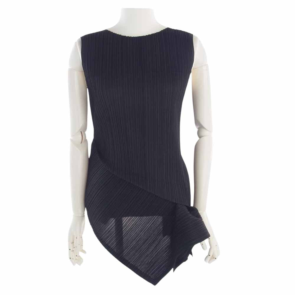 PLEATS PLEASE プリーツプリーズ イッセイミヤケ PP71-JT602 プリーツ加工 変形裾 ノースリーブ カットソー ブラック ブラック系 3【中古】