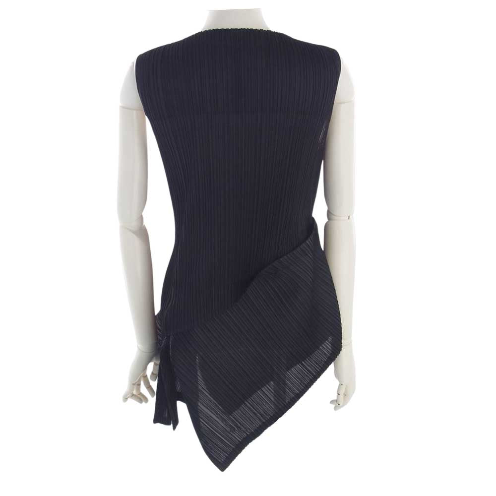 PLEATS PLEASE プリーツプリーズ イッセイミヤケ PP71-JT602 プリーツ加工 変形裾 ノースリーブ カットソー ブラック ブラック系 3【中古】