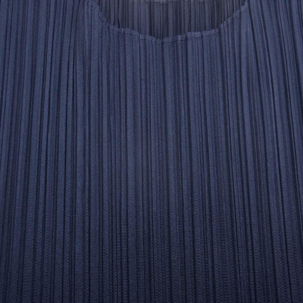 PLEATS PLEASE プリーツプリーズ イッセイミヤケ PP73-JH186 プリーツ加工 フレンチスリーブ ロング ワンピース ネイビー系 2【中古】