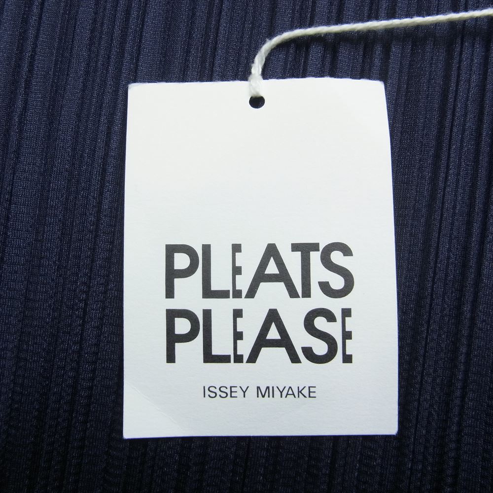 PLEATS PLEASE プリーツプリーズ イッセイミヤケ PP73-JH186 プリーツ加工 フレンチスリーブ ロング ワンピース ネイビー系 2【中古】
