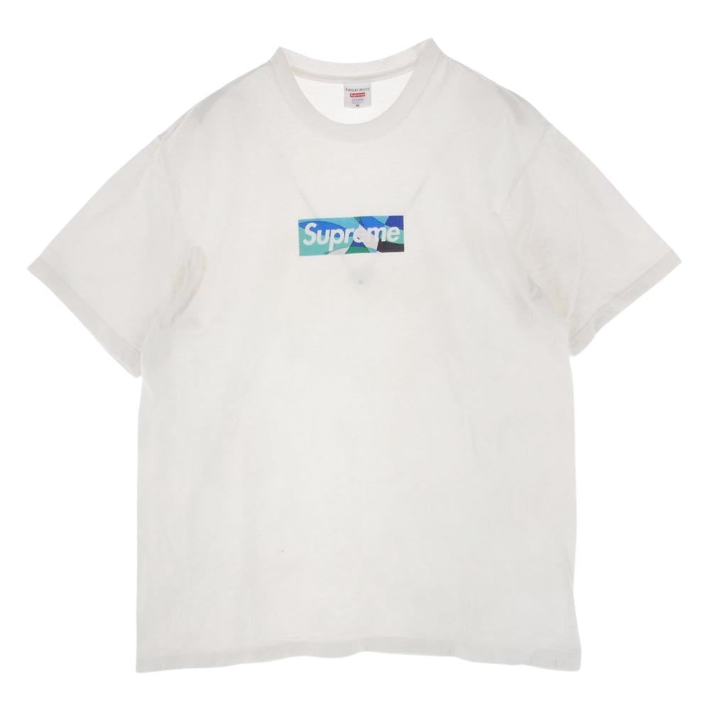 Supreme シュプリーム  21SS  Emilio Pucci Box Logo Tee エミリオプッチ ボックス ロゴ プリント 半袖 Tシャツ ホワイト ブルー ホワイト系 M【中古】