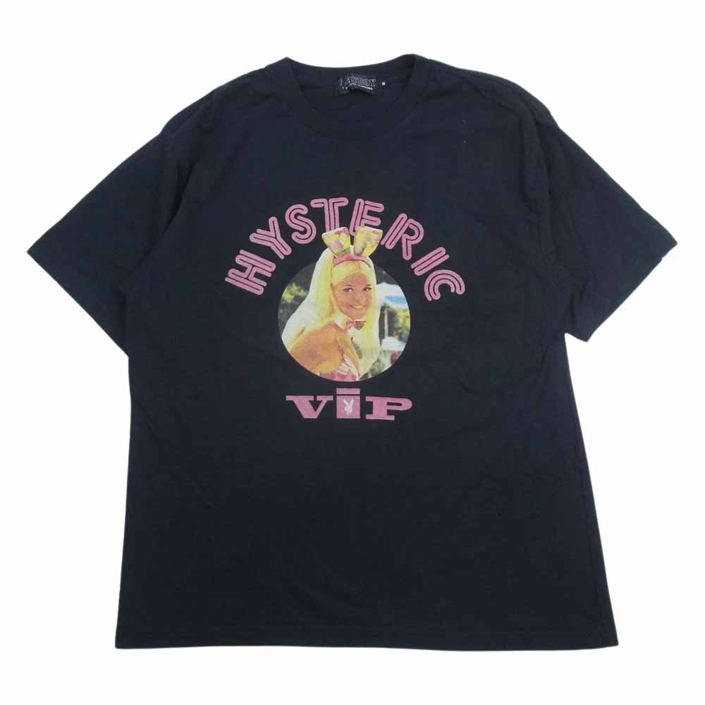 HYSTERIC GLAMOUR ヒステリックグラマー 02231CT34 × PLAYBOY プレイボーイ BUNNIES CANDIS ガール プリント Tシャツ ブラック系 M【中古】